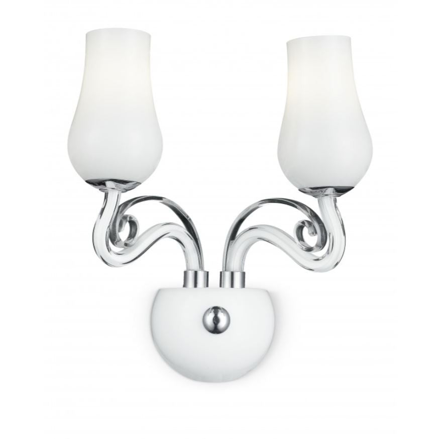 Applique 2 luci vetro soffiato bianco pastorali trasparenti rifiniture cromo 2XE14 non incl. ANGEL Applique 2 luci vetro soffiato bianco pastorali trasparenti rifiniture cromo 2XE14 non incl. ANGEL